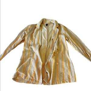 Striped blazer with paint accents